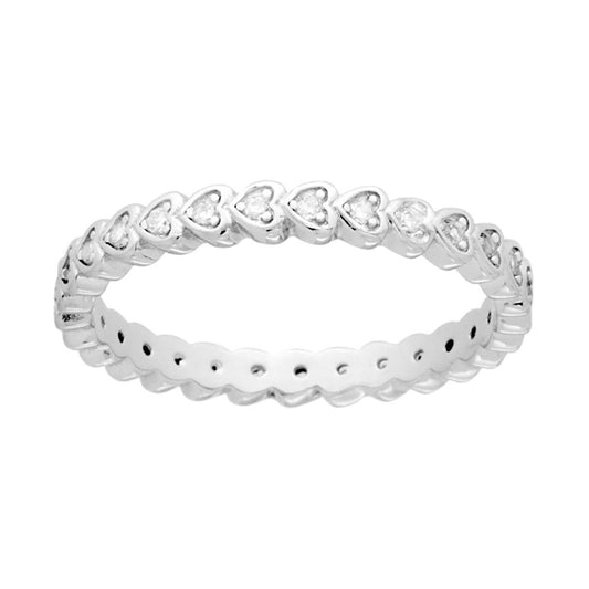 Ewigkeitsring Veretta Herzen umlaufend mit Zirkonen aus Silber 925 galvanisch rhodiniert - MeinSchmuckShop