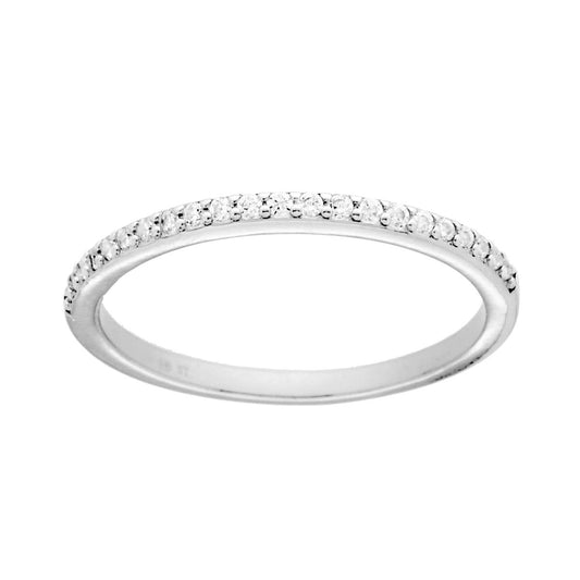 Veretta-Ring mit weißen Cubic Zirconia, Breite 1,6 mm, Silber 925, rhodiniert (galvanisch). - MeinSchmuckShop