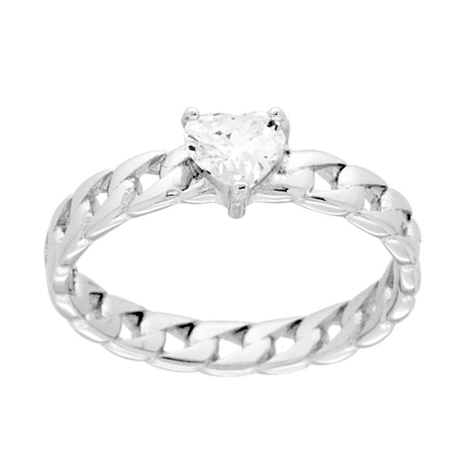 Solitärring mit weißem Cubic Zirconia und Kette aus Silber 925 rhodiniert. - MeinSchmuckShop