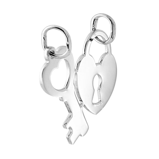 Anhänger Gebrochenes Herz, 30 mm; Herz und Schlüssel, die sich brechen; 925er Silber, galvanisch rhodiniert - MeinSchmuckShop