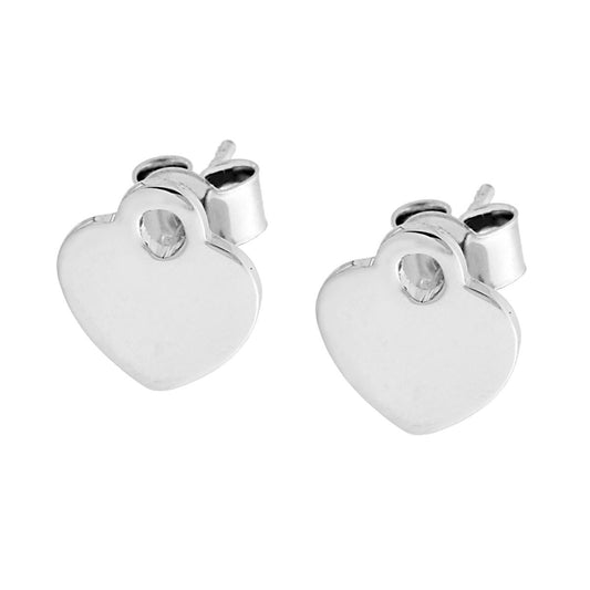 Ohrstecker Herzschloss glatt aus 925er Silber, rhodiniert - MeinSchmuckShop