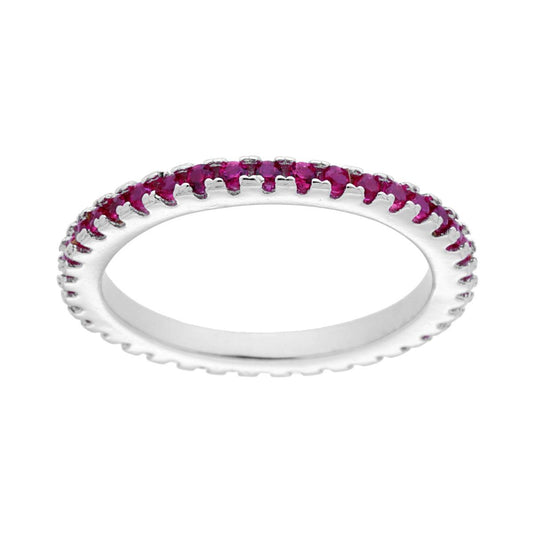 Ewigkeitsring Veretta, umlaufend, mit Rubinrot Cubic Zirconia, aus 925er Silber, galvanisch rhodiniert - MeinSchmuckShop