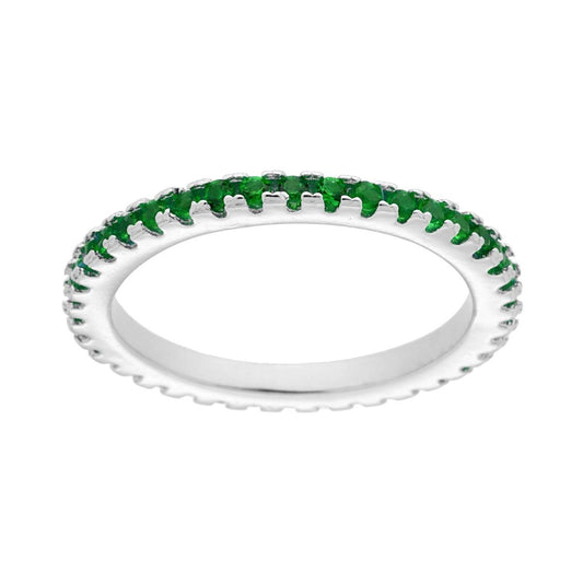 Eternity-Veretta-Ring mit smaragdgrünen Cubic Zirconia aus 925er Silber, rhodiniert - MeinSchmuckShop
