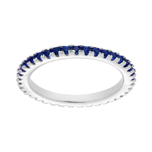 Eternity-Veretta mit Drehband, blaues Zirkonia-Saphir, aus 925er Silber rhodiniert - MeinSchmuckShop