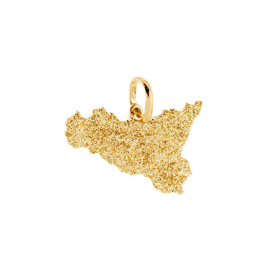 Anhänger mit schlichter Silhouette in Form von Sizilien, 14 × 20 mm, mit Glitter-Gold-Emaille, aus 925er Silber, Gold galvanisiert - MeinSchmuckShop