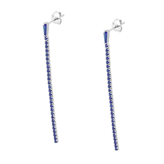 Tennis-Ohrringe mit blauen Zirkonen (Saphir) in 925er Silber, rhodiniert - MeinSchmuckShop