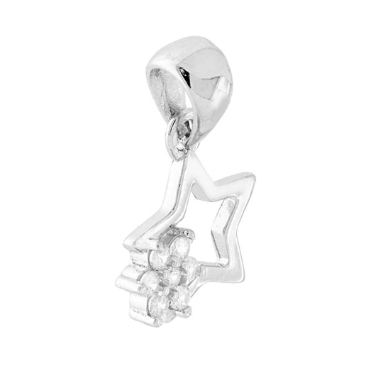 Anhänger Sternblume mit weißen Zirkonen aus Silber 925, rhodiniert - MeinSchmuckShop