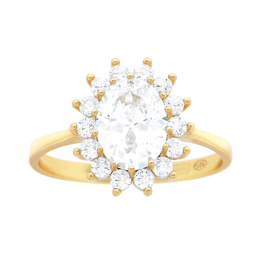 Solitärring mit weißem Cubic Zirconia, aus 925er Silber, Goldbeschichtung - MeinSchmuckShop