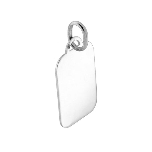 Anhänger Plättchen Medaillone zum Gravieren, 15×20 mm, rechteckige Form, schlicht, aus 925er Silber, galvanisch rhodiniert - MeinSchmuckShop