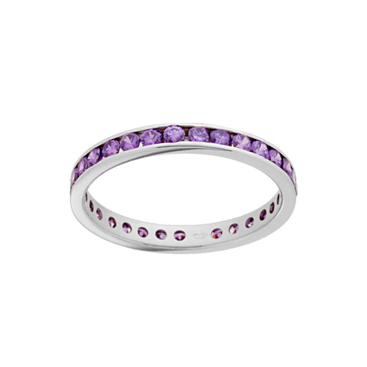Ewigkeitsring mit violetten Zirkonen in 925er Silber, rhodiniert - MeinSchmuckShop