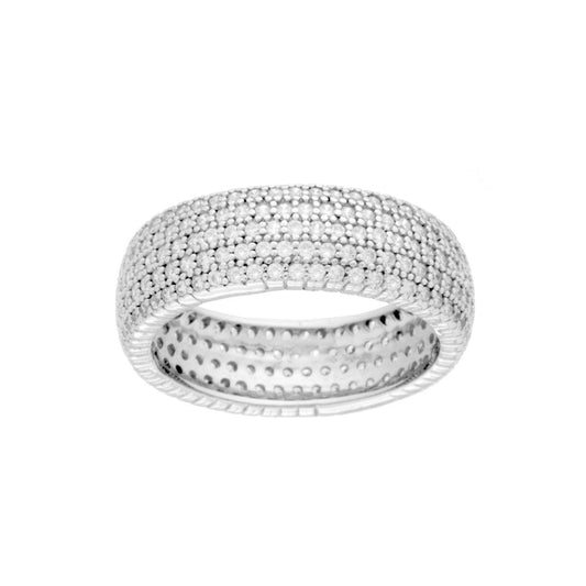 Eternity-Ring, Bandmodell, mit weißen Cubic Zirconia, Silber 925, rhodiniert - MeinSchmuckShop
