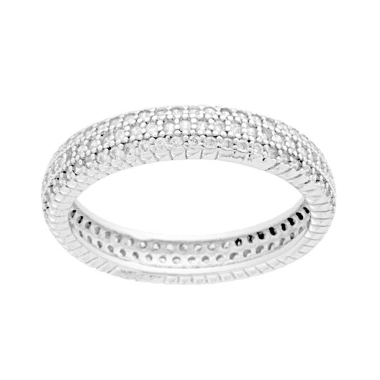 Eternity-Modell Ringband mit weißen Cubic Zirconia in 925er Silber rhodiniert. - MeinSchmuckShop