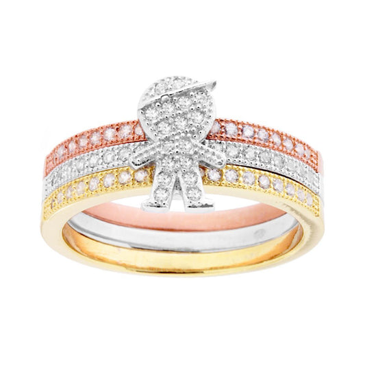 Veretta-Eternity-Ring in drei Farben – Familie, Sohn, Baby – mit weißen Zirkonen, aus 925er Silber, rhodiniert, Gold- und Roségoldbeschichtet - MeinSchmuckShop