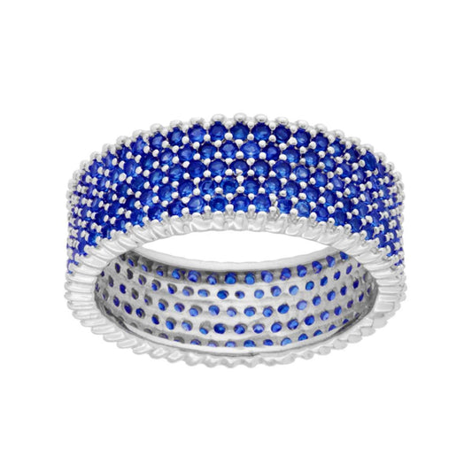 Eternity-Bandring mit blauem Cubic-Zirkon-Saphir in Sterlingsilber 925 galvanisch rhodiniert - MeinSchmuckShop