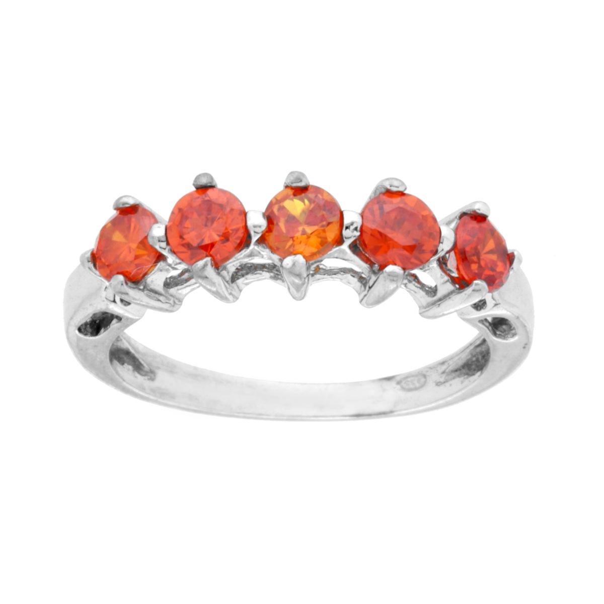 Veretta-Ring mit Cubic-Zirconia orangefarbener Saphir in 925er Silber rhodiniert - MeinSchmuckShop