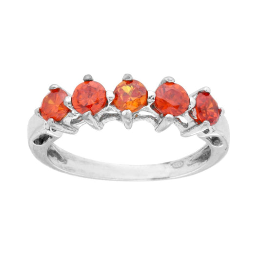 Veretta-Ring mit Cubic-Zirconia orangefarbener Saphir in 925er Silber rhodiniert - MeinSchmuckShop