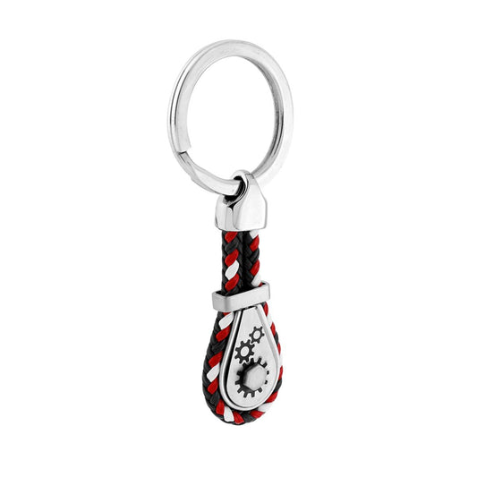 Schlüsselanhänger für Damen und Herren mit Ring, mehrfarbigem Kunstledergeflecht und Edelstahl-Accessoires - MeinSchmuckShop