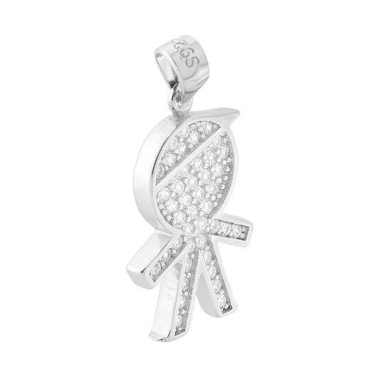 Babyanhänger mit weißen Zirkonien in Silber 925, Rhodium-beschichtet - MeinSchmuckShop