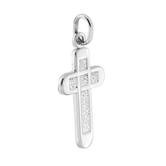 Lateinisches Kreuzanhänger aus 925er Silber mit Rhodium-Beschichtung - MeinSchmuckShop
