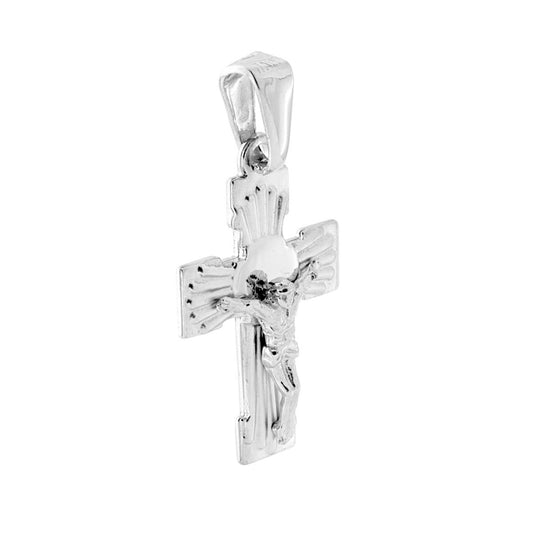 Anhänger Lateinisches Kreuz mit Christus aus 925er Silber, galvanisch rhodiniert. - MeinSchmuckShop