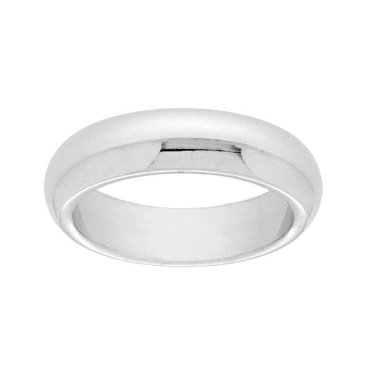 Ring Fede Classica Bombata Lucida, 5 mm, Silber 925, Rhodium-Beschichtung - MeinSchmuckShop