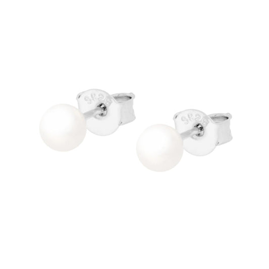 Ohrringe Perle 4 mm in Silber 925, Rhodium galvanisiert - MeinSchmuckShop