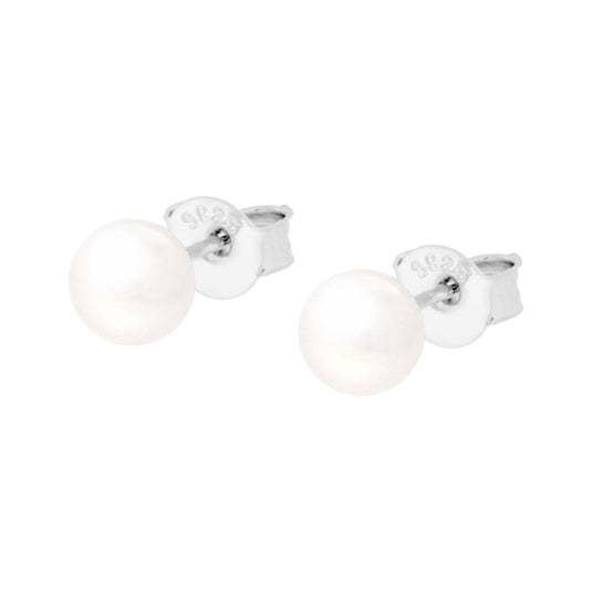 Ohrstecker Perle 5 mm in Silber 925 Rhodium-Galvanik - MeinSchmuckShop