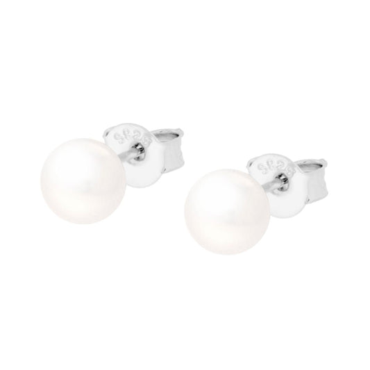 Ohrstecker Perle 6 mm in Silber 925 galvanisch Rhodium - MeinSchmuckShop