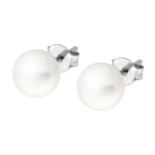 Ohrringe Perle 8 mm in Silber 925 rhodiniert (galvanisch). - MeinSchmuckShop