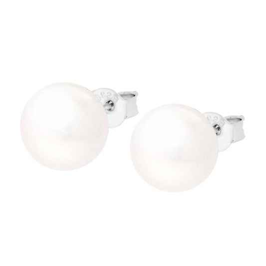 Ohrringe, Perle, 10 mm, Silber 925, rhodiniert - MeinSchmuckShop