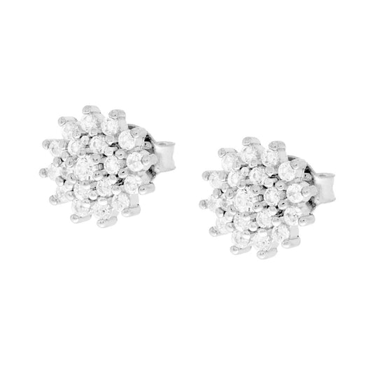 Ohrringe Blume mit weißen Cubic Zirconia in Silber 925 rhodiniert - MeinSchmuckShop