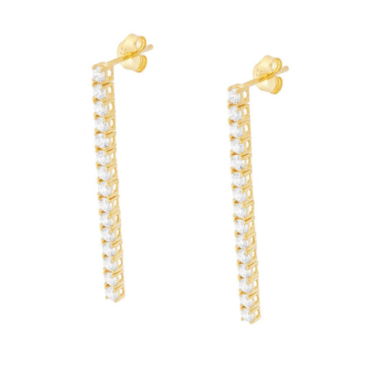 Tennis-Ohrringe mit weißen Cubic-Zirconia, 3 mm, aus Silber 925, vergoldet - MeinSchmuckShop