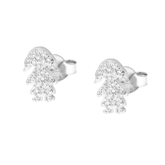 Mädchen-Ohrringe mit weißen Cubic Zirconia in 925er Silber, galvanisch rhodiniert - MeinSchmuckShop