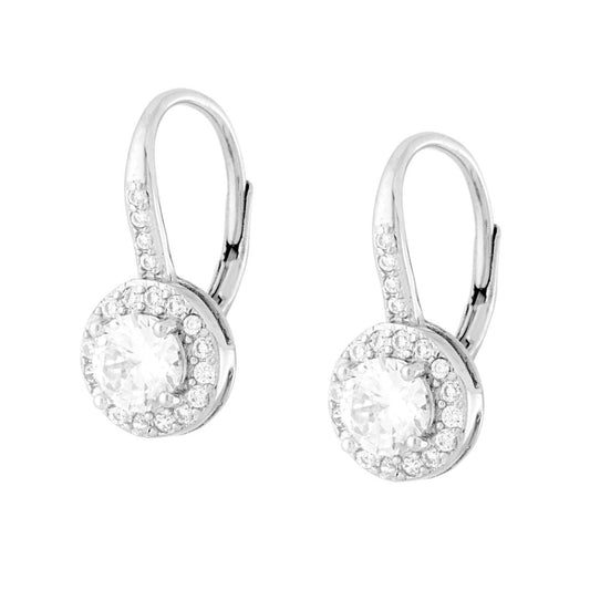 Ohrringe mit rundem Stecker aus 925er Silber, rhodiniert, mit weißen Cubic-Zirkonien - MeinSchmuckShop