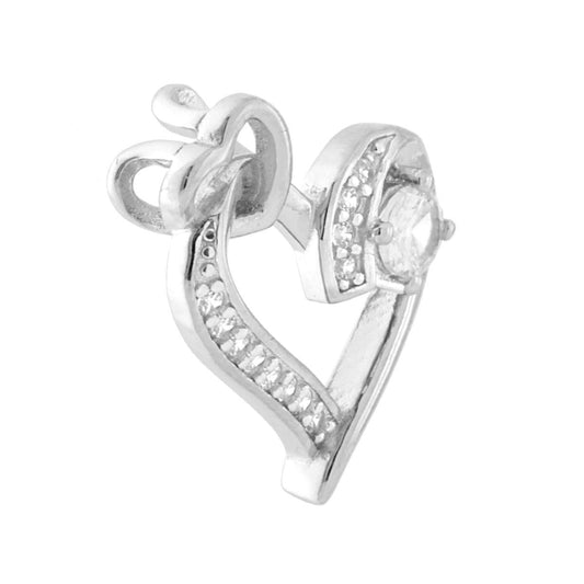 Herzanhänger mit Öse für Kette mit weißen Cubic-Zirkonias, Silber 925 rhodiniert - MeinSchmuckShop