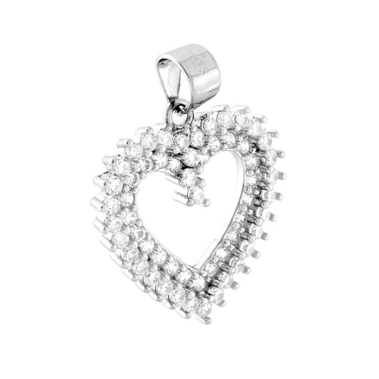 Herzanhänger mit weißen Cubic Zirconia im 925er Silber rhodiniert - MeinSchmuckShop