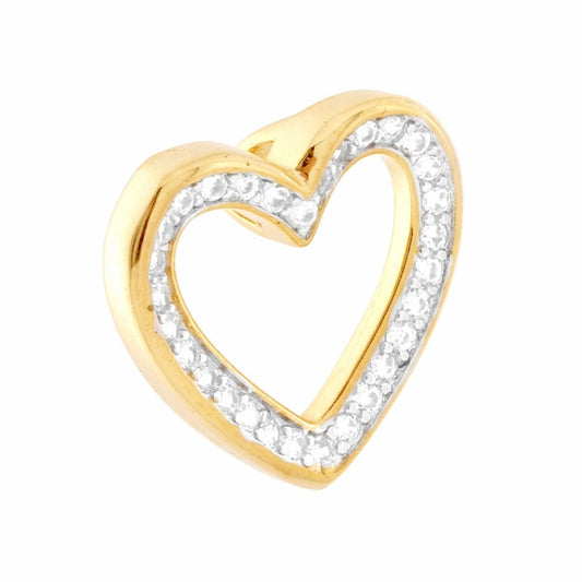 Herz-Anhänger mit Öse für Kette, mit weißen Cubic Zirconia, aus Silber 925, goldplattiert - MeinSchmuckShop
