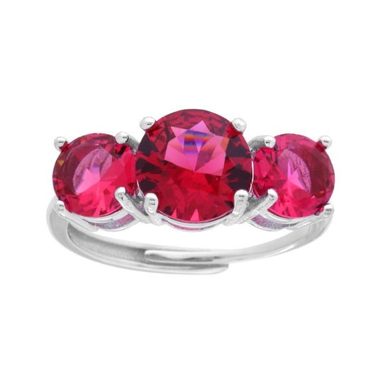 Ring-Trilogie mit Cubic Zirconia Rubinrot, Größe 6 und 8, Silber 925, rhodinium galvanisiert. - MeinSchmuckShop
