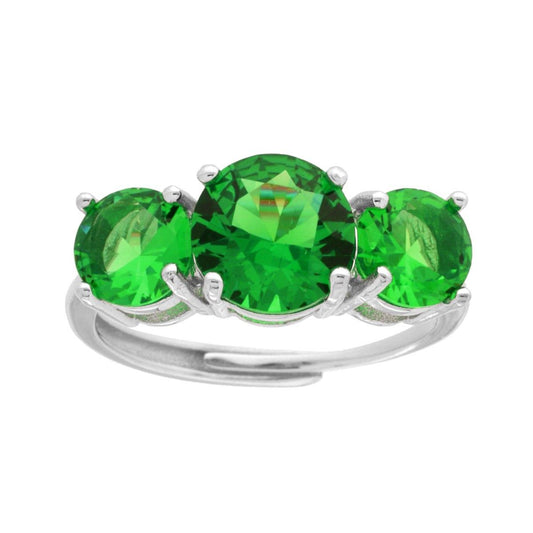 Trilogie-Ring mit Cubic Zirconia Smaragdgrün, mm 6 und 8, aus Silber 925, rhodiniert - MeinSchmuckShop