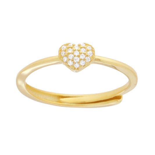 Herzring mit weißen Cubic Zirconia, aus Silber 925, vergoldet - MeinSchmuckShop