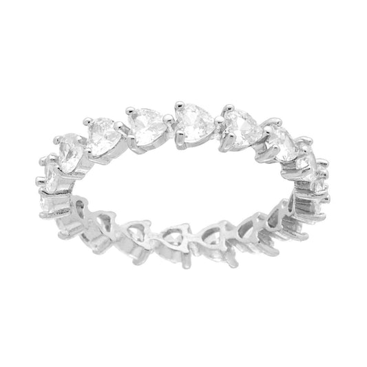 Eternity-Ring, Rundveretta mit weißen Zirkonen, Herz aus Silber 925, rhodiniert. - MeinSchmuckShop