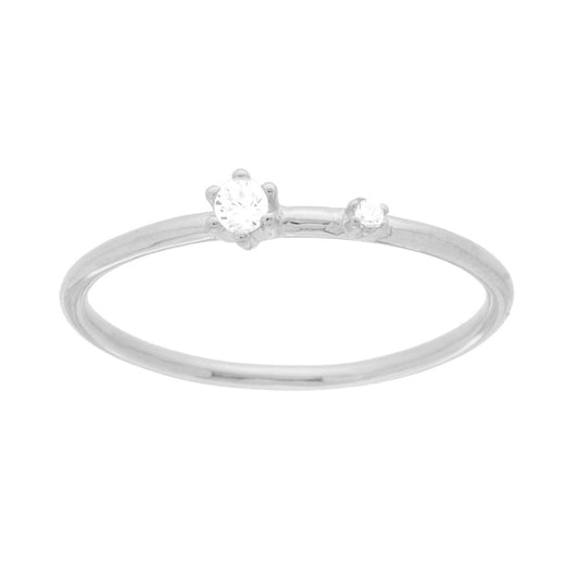Solitärring mit weißem Cubic Zirconia aus 925er Silber, rhodiniert. - MeinSchmuckShop