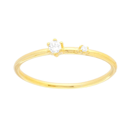 Solitärring mit weißem Cubic-Zirkon in 925er Silber, vergoldet. - MeinSchmuckShop