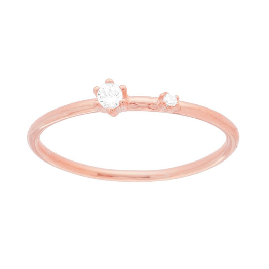 Solitärring mit weißem Cubic Zirconia aus 925er Silber, roségalvanisiert. - MeinSchmuckShop