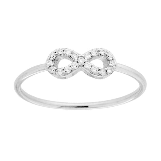 Unendlichkeiterring mit weißen Cubic Zirconia aus 925er Silber, rhodiniert. - MeinSchmuckShop