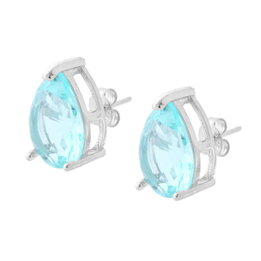 Ohrhänger Tropfenform mit Cubic Zirconia Aquamarin in 925er Silber, galvanisch rhodiniert - MeinSchmuckShop