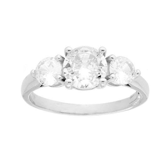 Trilogie-Ring mit Cubic Zirconia Weiß, Größe 6 und 4, Silber 925 rhodiniert - MeinSchmuckShop