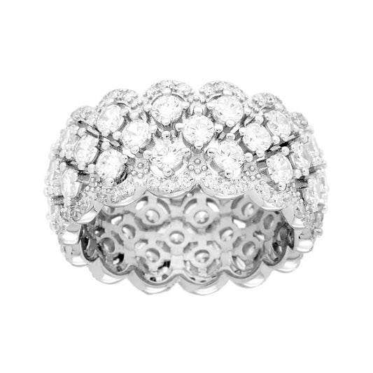 Ring Halbband Bienennest mit weißen Cubic Zirconia, aus Silber 925 galvanisch rhodiniert - MeinSchmuckShop
