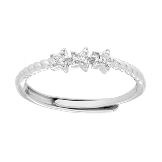 Ring mit weißen Cubic-Zirkonien in 925er Silber rhodiniert - MeinSchmuckShop