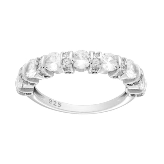 Veretta-Ring mit weißen Cubic Zirconia, 3,5 mm, Silber 925, rhodiniert. - MeinSchmuckShop
